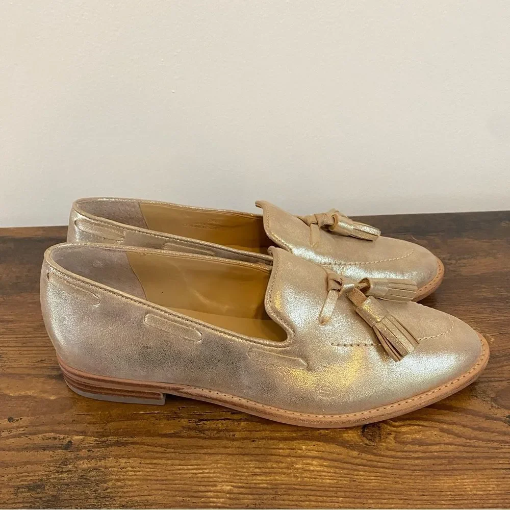 Talbots Leighton Tassel Loafers in Metallic Suede - Size 6.5